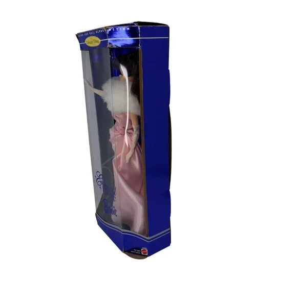 Vintage 1995 Enchanted Evening Barbie Doll #15407 in Pink Satin Gown & Fur Stole - Picture 8 of 10